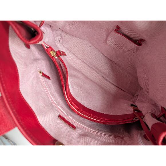 Dooney & Bourke Red Pebble Leather June Double Pocket Cinch Satchel Purse - Picture 10 of 14